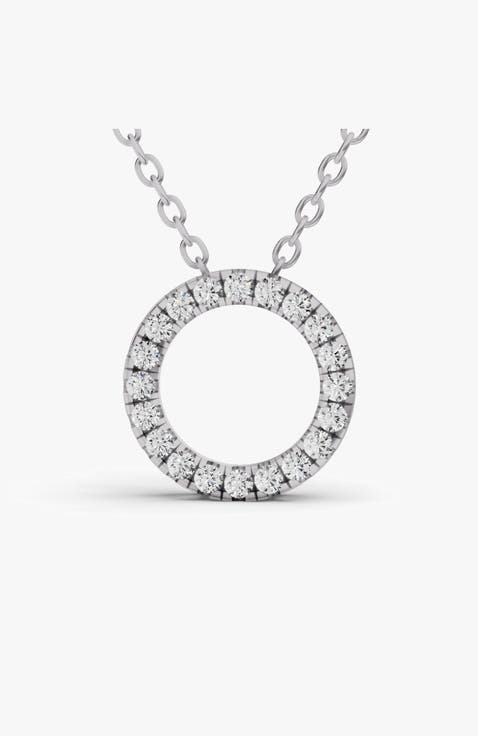 14K Gold 0.75 ct Necklace Circle Diamond