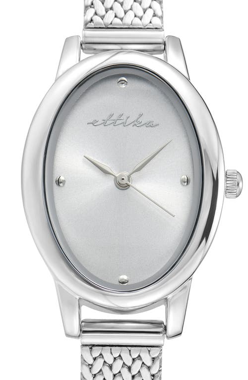 Ettika Oval Face Mesh Strap Watch In Silver