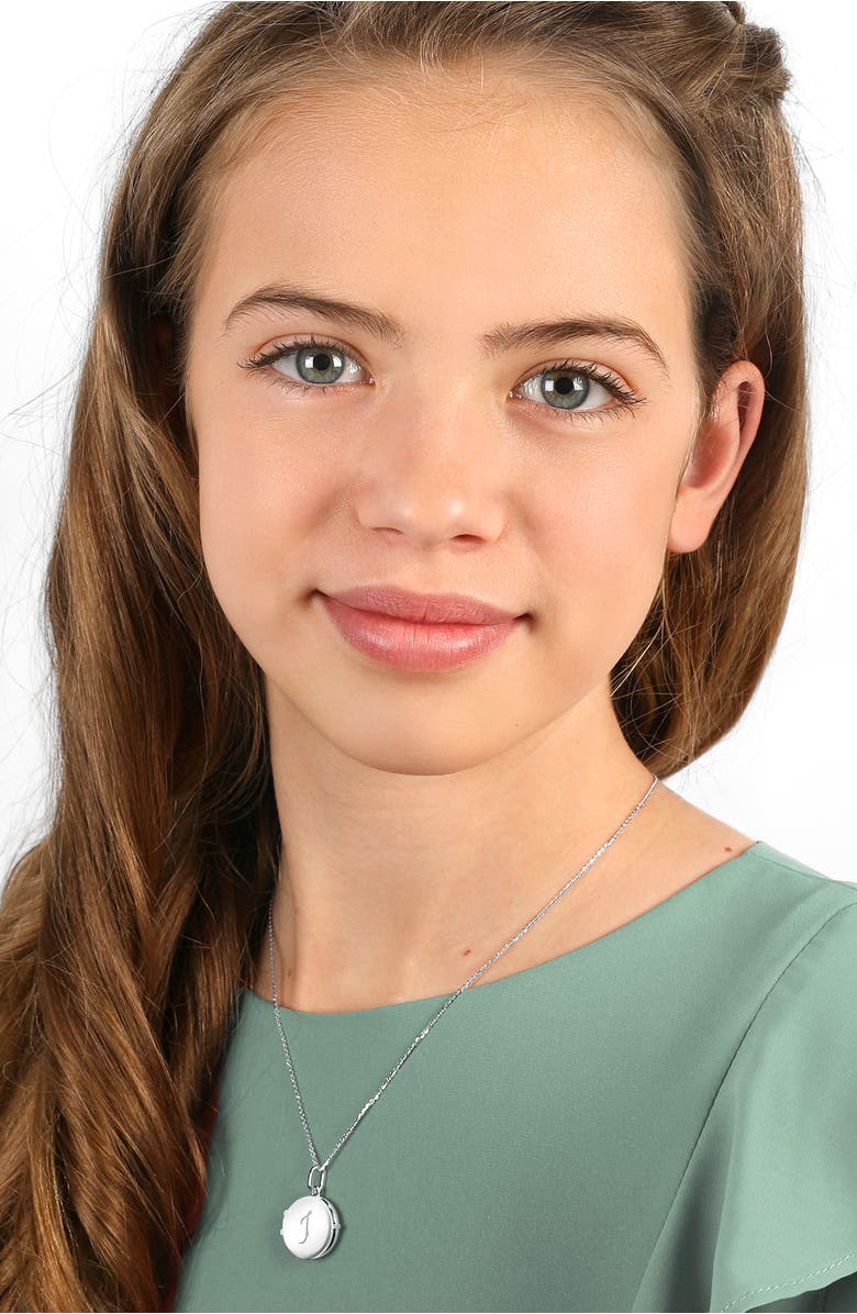 Tiny Blessings Sterling Silver Round Locket & Engraved Initial 14-16" Necklace, Alternate, color, Silver - I