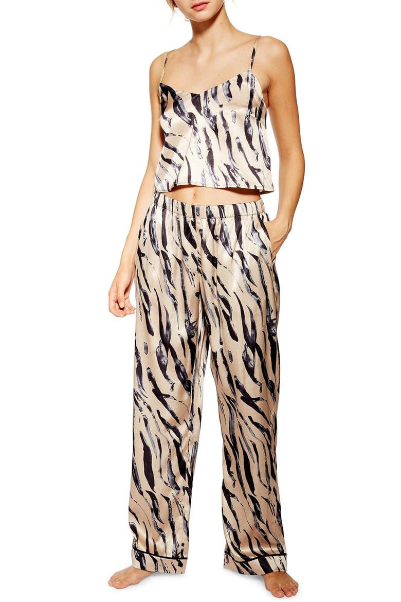 Tiger Print Pajama Pants, Main, color, BROWN MULTI
