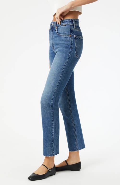 Mavi Jeans Viola High Waist Raw Hem Ankle Straight Leg Jeans In Dark Brushed Recycled Blue
