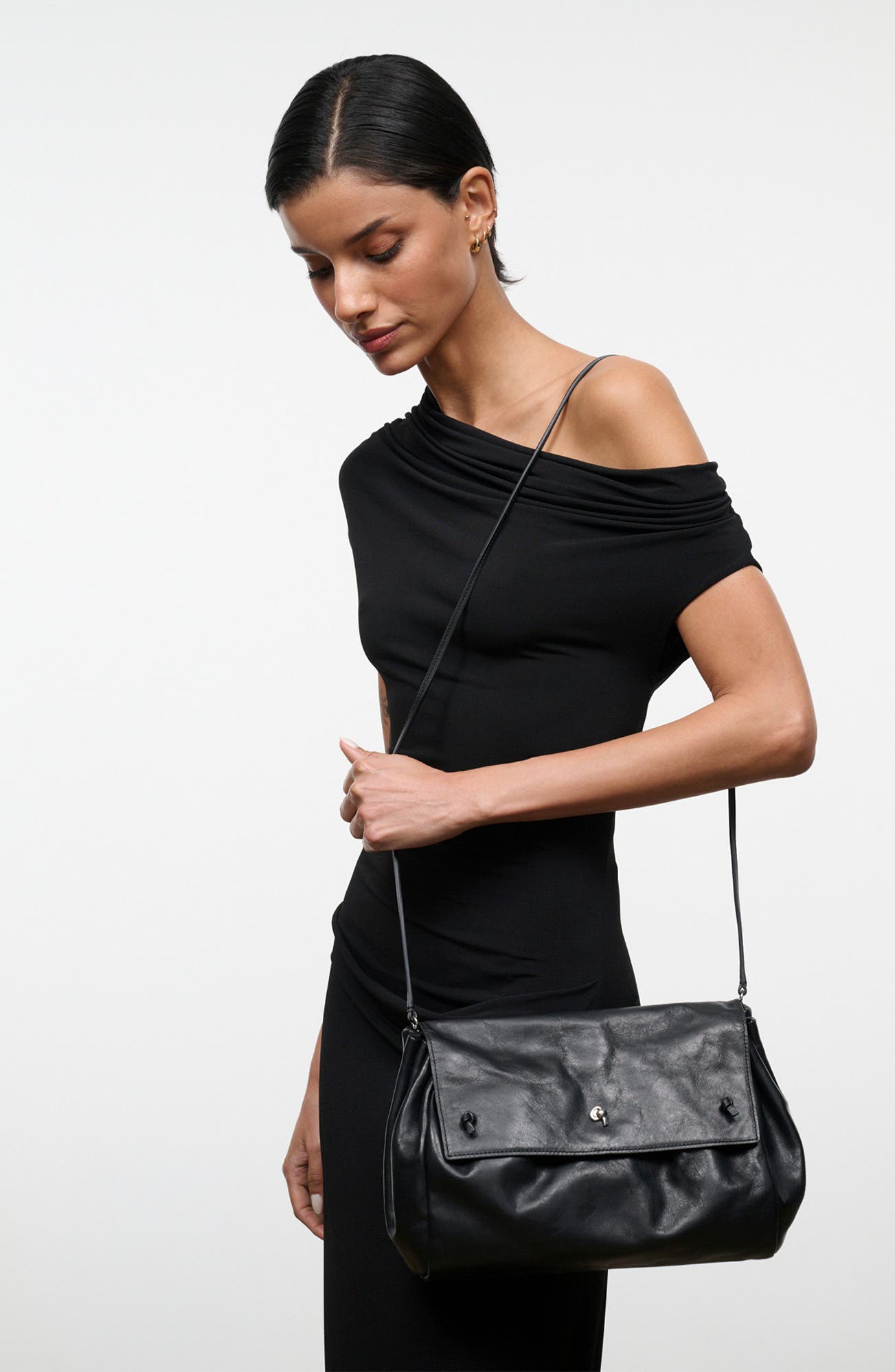 Cy Convertible Leather Bag, Alternate, color, BLACK