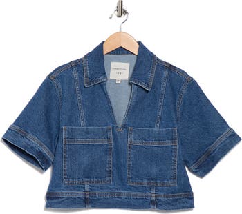 Boxy Crop Denim Shirt