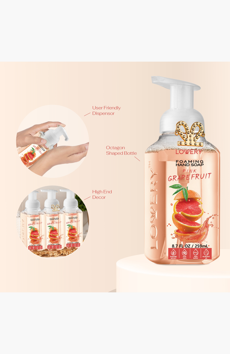 Lovery Foaming Hand Soap Pack of 3, Alternate, color, Pink Grapefruit