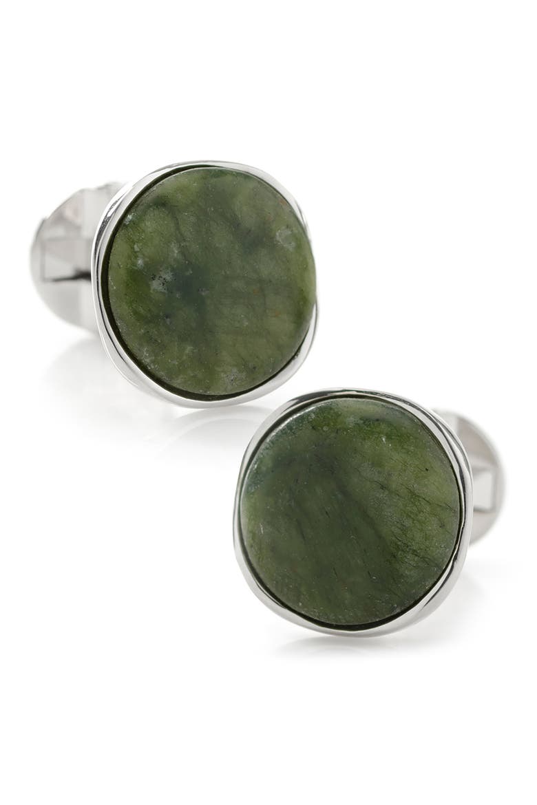 Seraphinite Sterling Silver Cuff Links, Main, color, GREEN