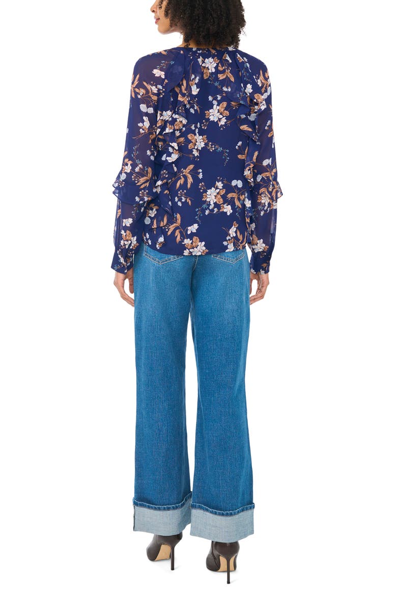 Floral Ruffle Long Sleeve Top, Alternate, color, BLUE DEPTHS