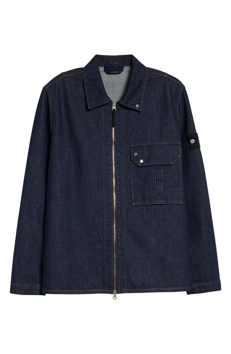 Stone Island Denim Zip Jacket, Alternate, color, Blue Rinse