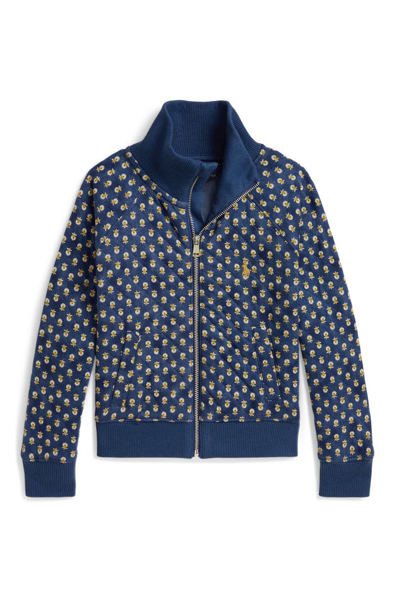 Kids' Quilted Jacquard Full Zip Jacket, Main, color, BLUE GREEN
