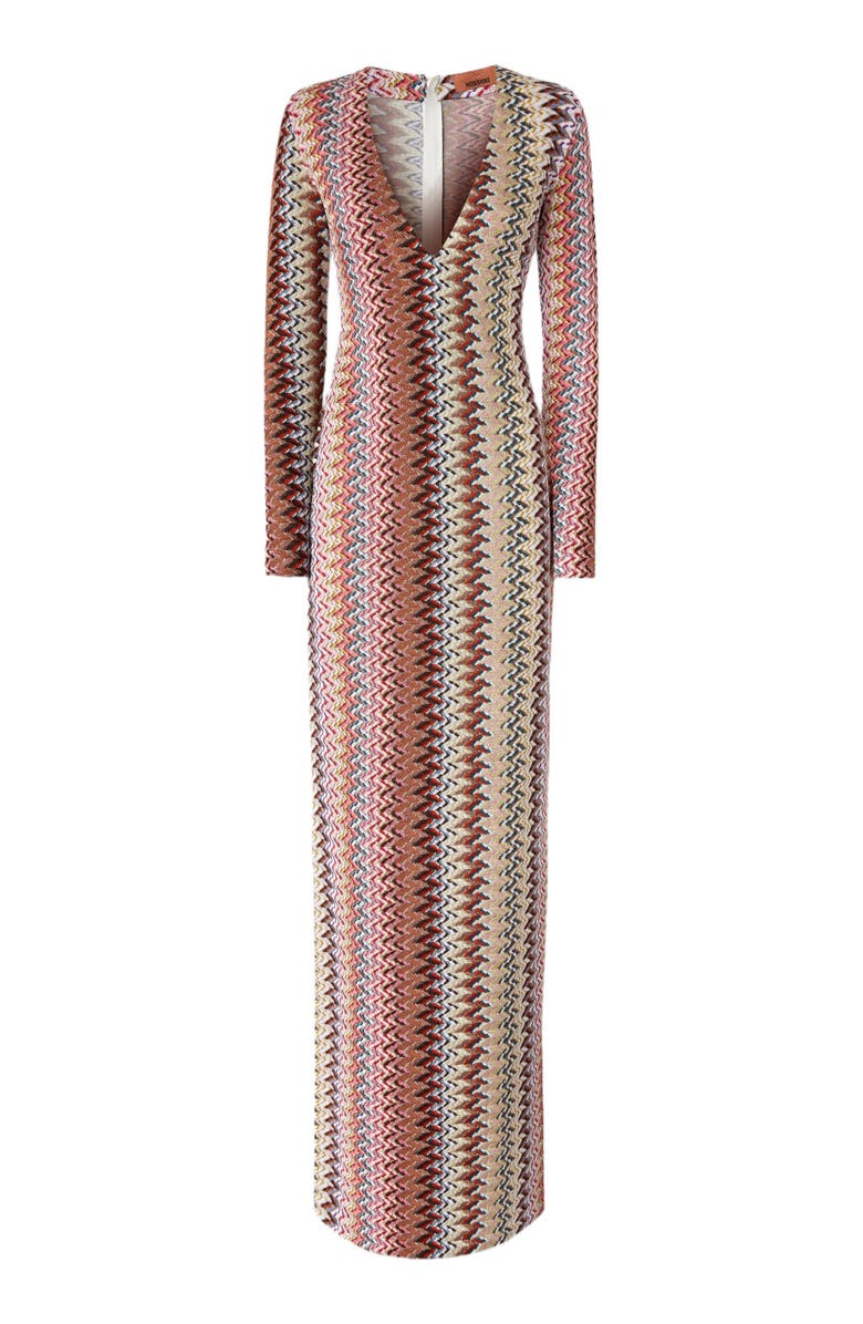 Missoni Long Dress With V-neck And Zigzag Pattern, Alternate, color, Multicoloured