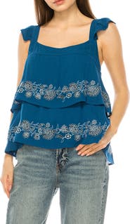 A COLLECTIVE STORY Embroidered Babydoll Top