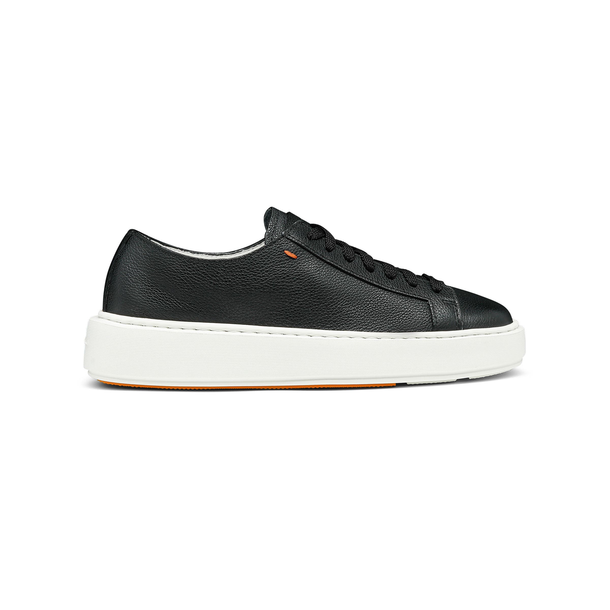 Santoni Tumbled Leather Sneaker, Alternate, color, Black