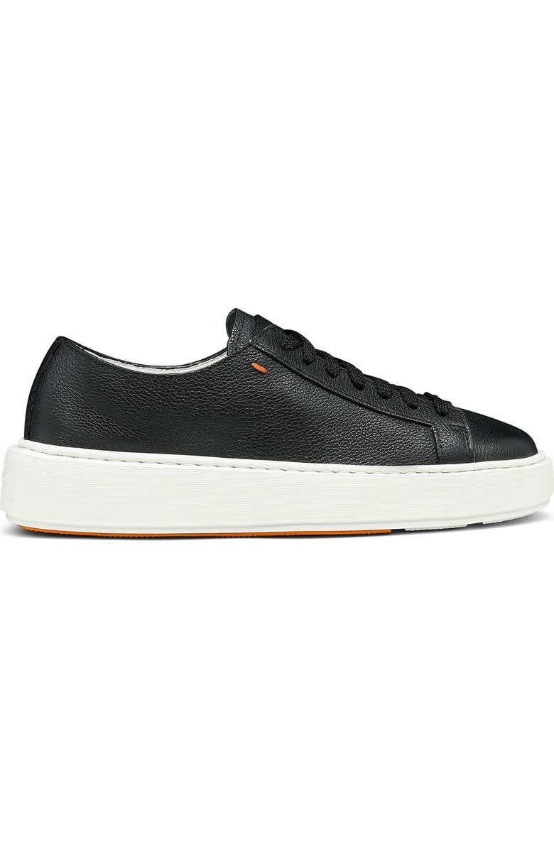 Santoni Tumbled Leather Sneaker, Alternate, color, Black