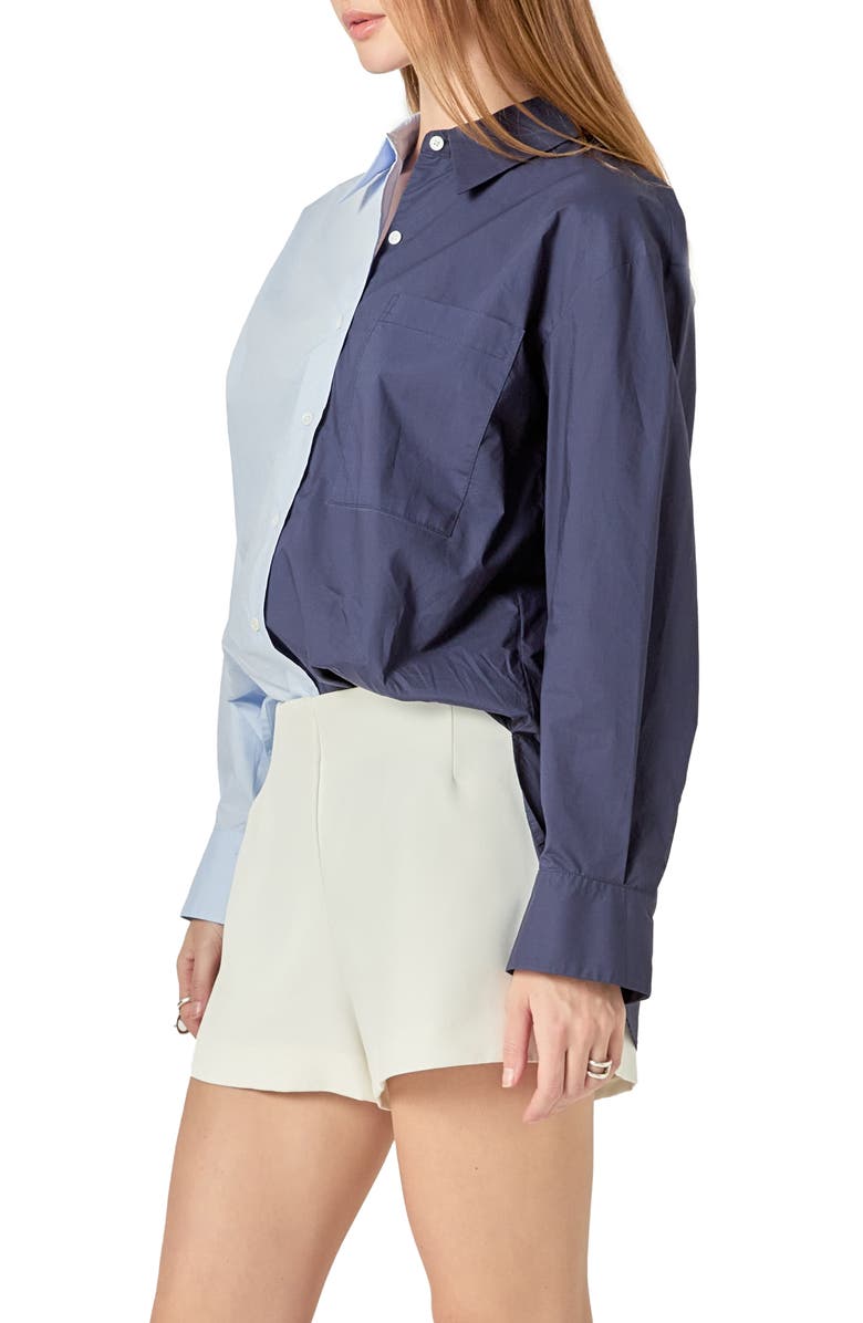 English Factory Colorblock Shirt, Alternate, color, Powder Blue/ Navy