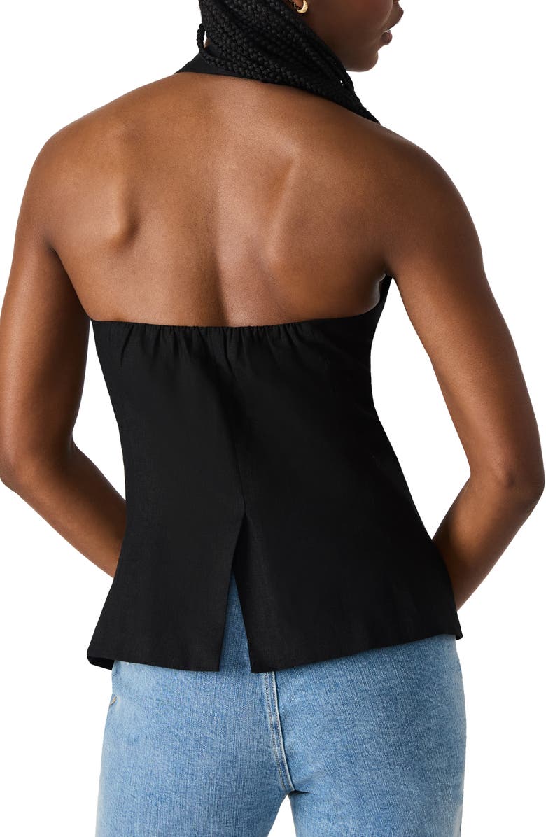 Steve Madden Brielle Linen Blend Halter Vest, Alternate, color, Black