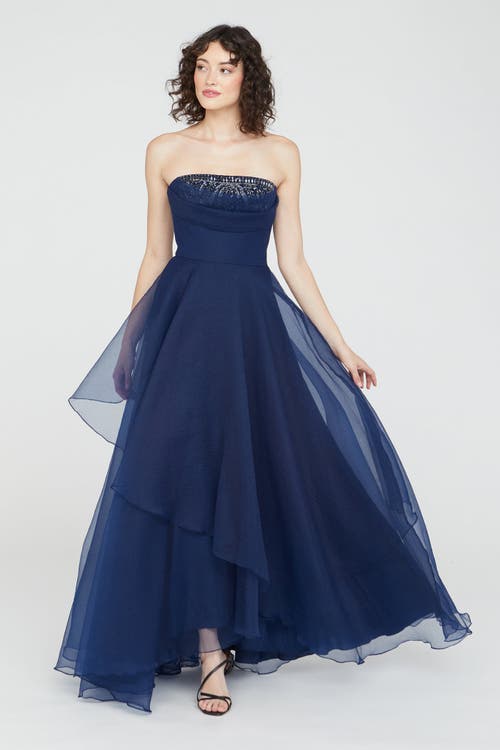 Theia Aubrey Strapless Beaded Organza Gown
