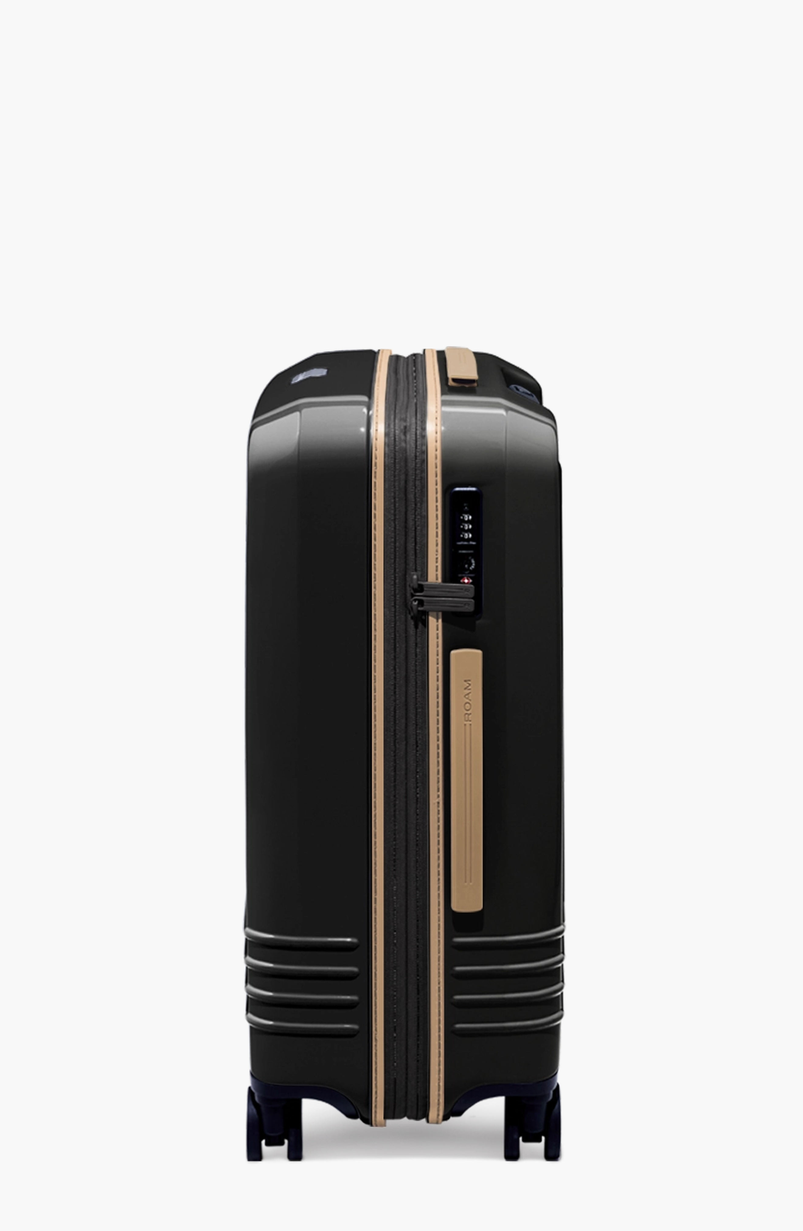ROAM Luggage Check-In Expandable Luggage, Alternate, color, Black Gloss / Tan Trim