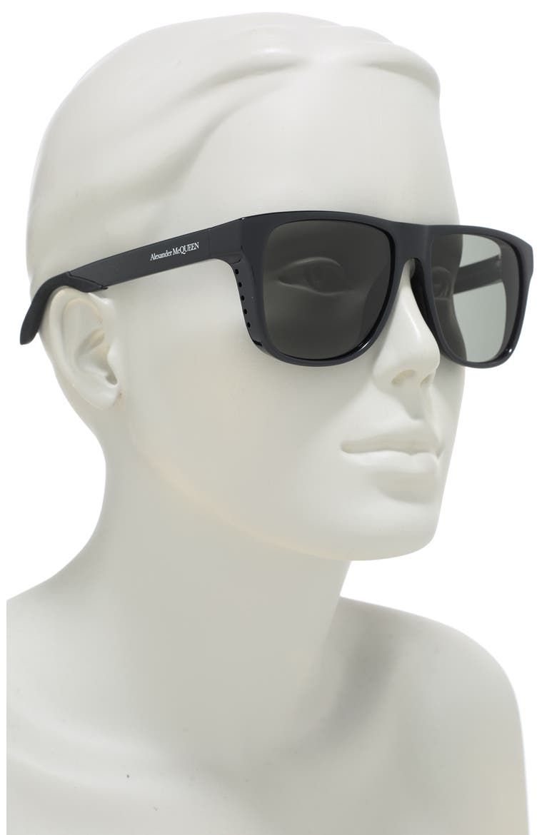 56mm Square Rectangle Sunglasses, Alternate, color, BLACK BLACK GREY