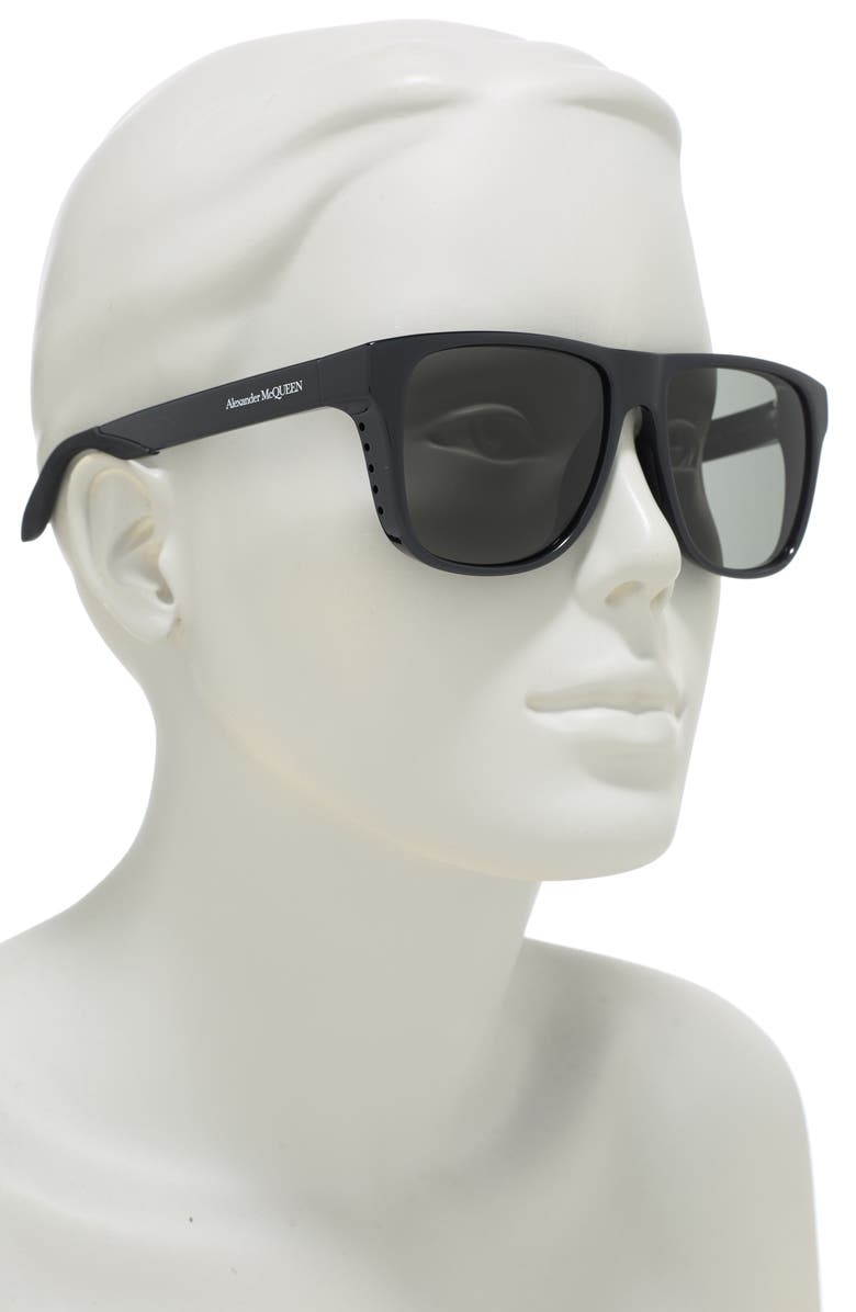 McQueen 56mm Square Rectangle Sunglasses, Alternate, color,