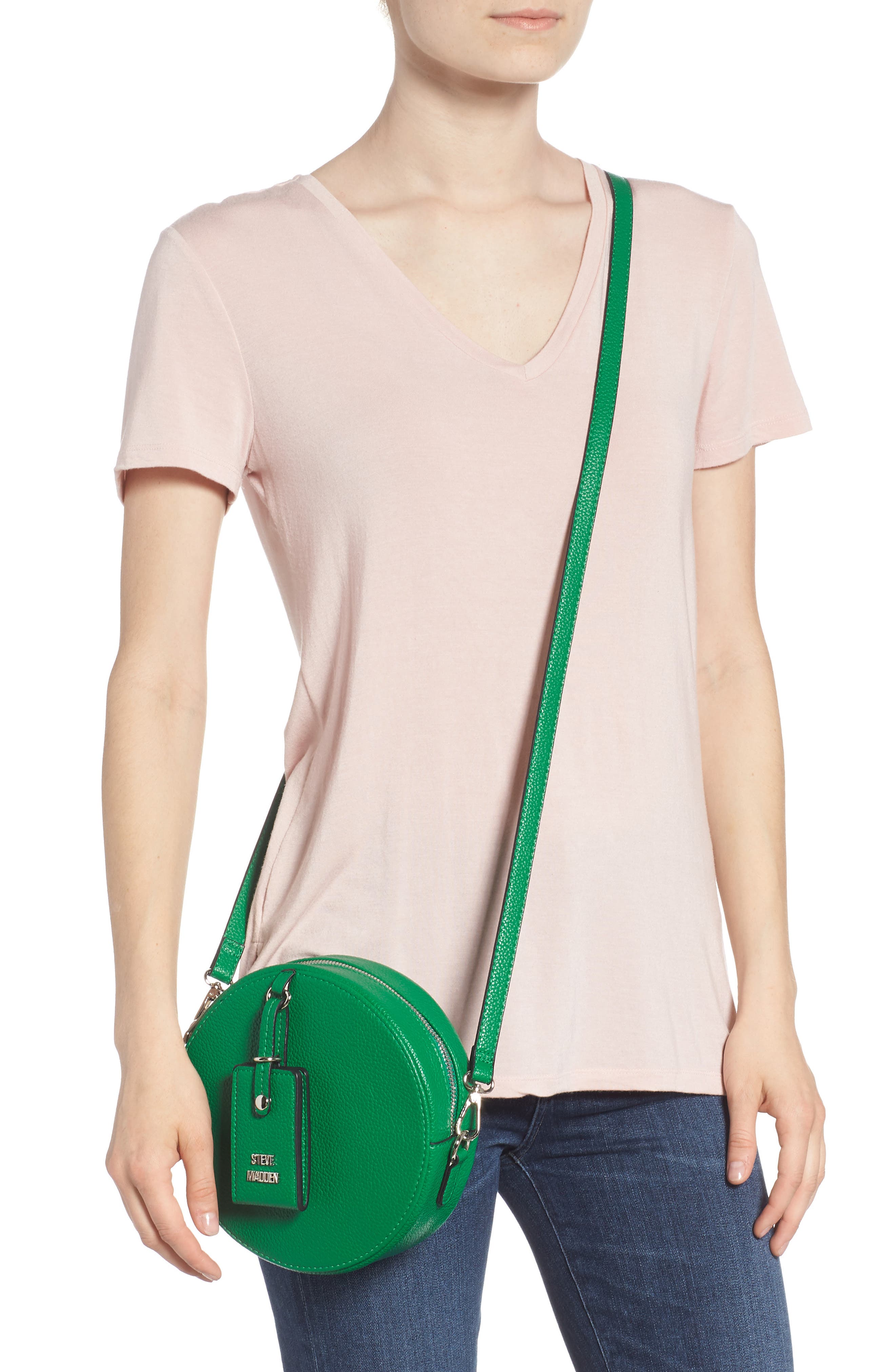 Pebbled Faux Leather Canteen Bag, Alternate, color, GREEN