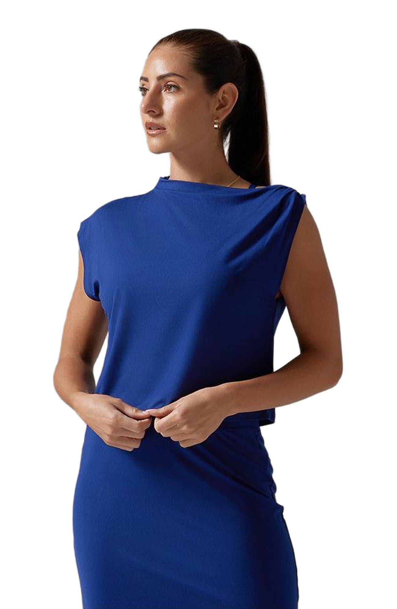 Brushed Tec Knit Asymmetrical Tee - image 4