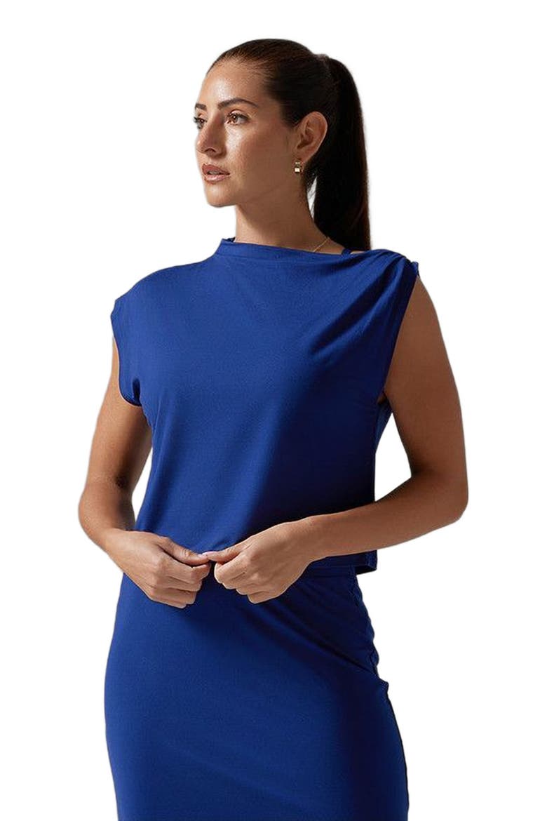 Brushed Tec Knit Asymmetrical Tee, Alternate, color, DEEP NAVY