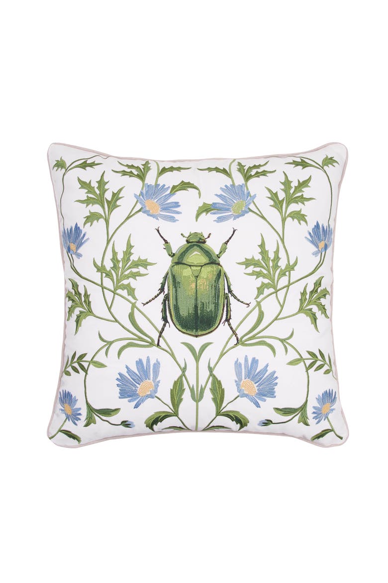 Garden Beetle Outdoor Accent Throw Pillow  20" x 20", Main, color, Green