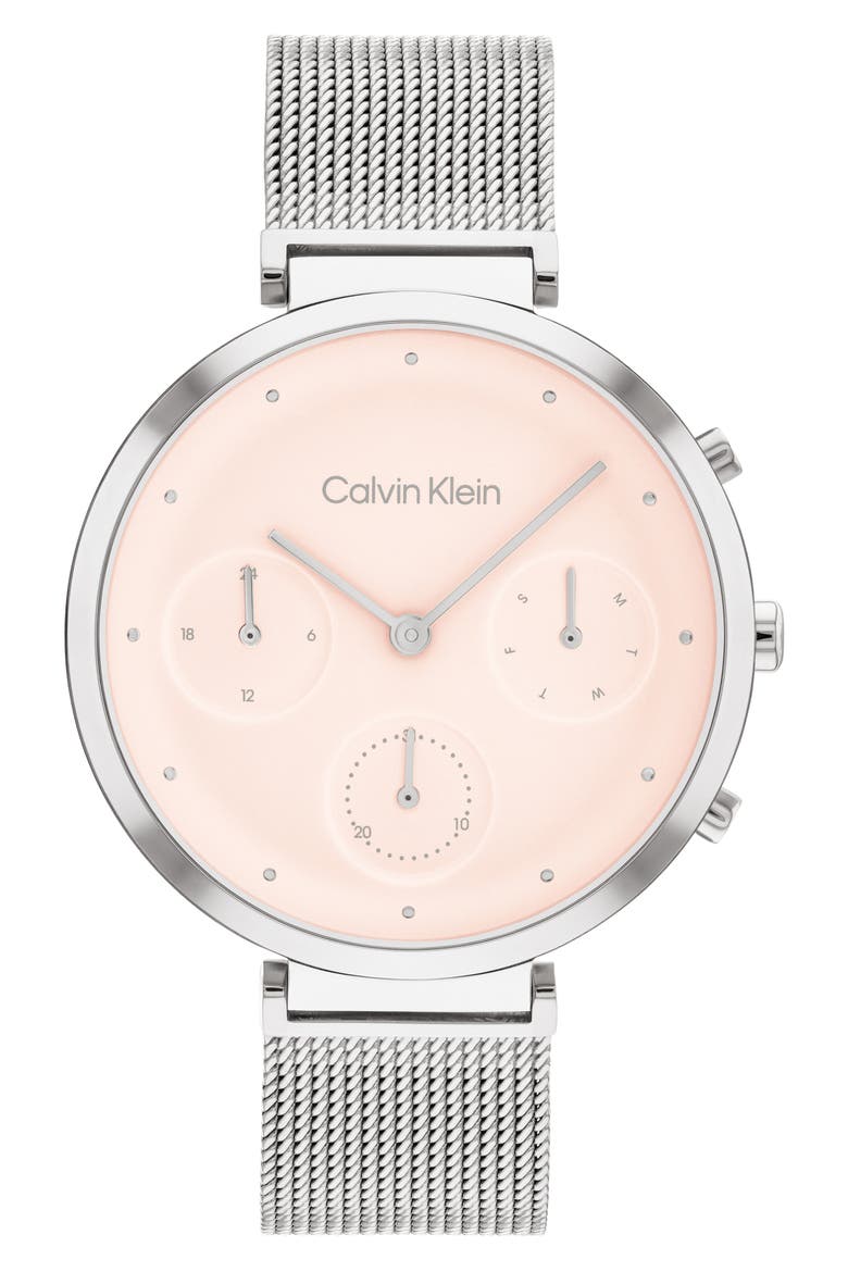 Minimalistic T-Bar Mesh Bracelet Watch, 36.5mm, Main, color, BLUSH
