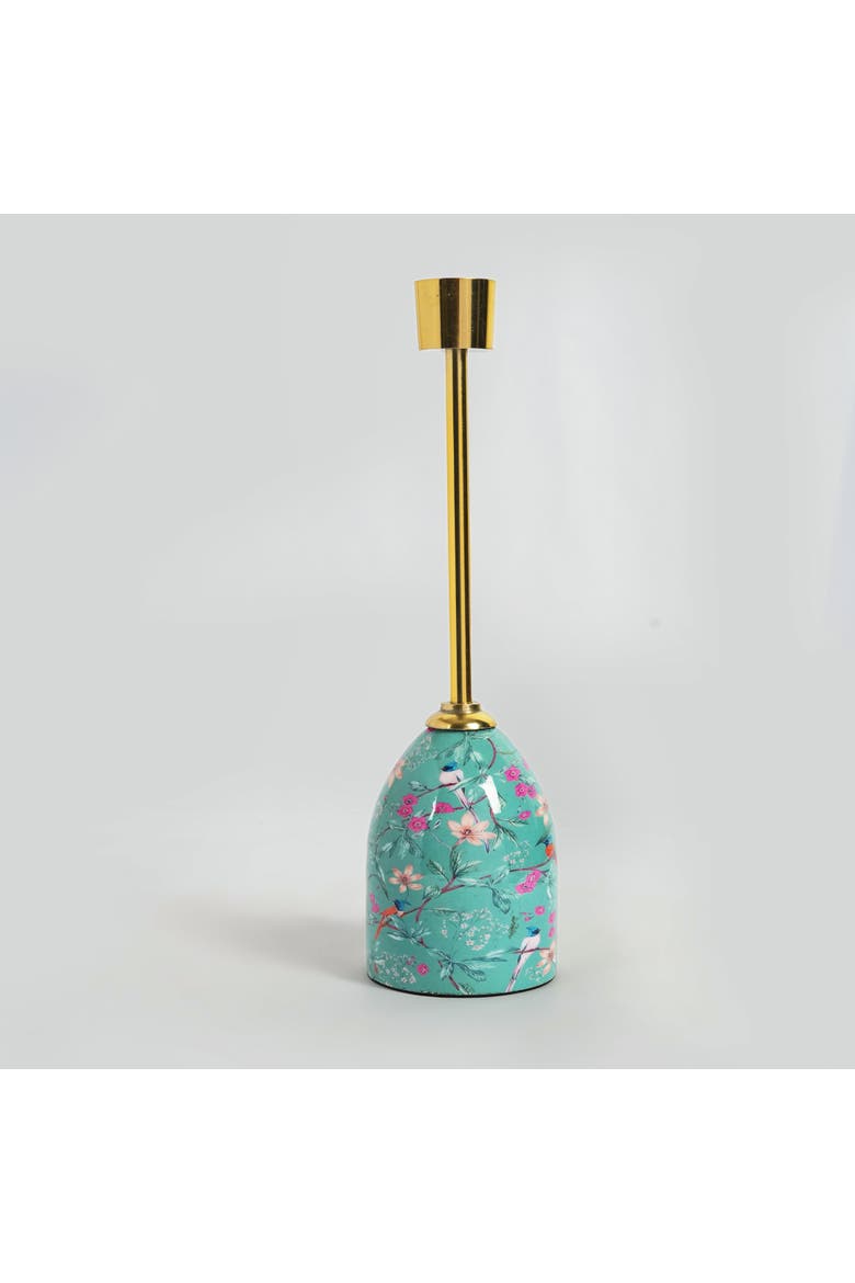 Aqua Flora Tapered Candleholders, Alternate, color, Aqua Flora
