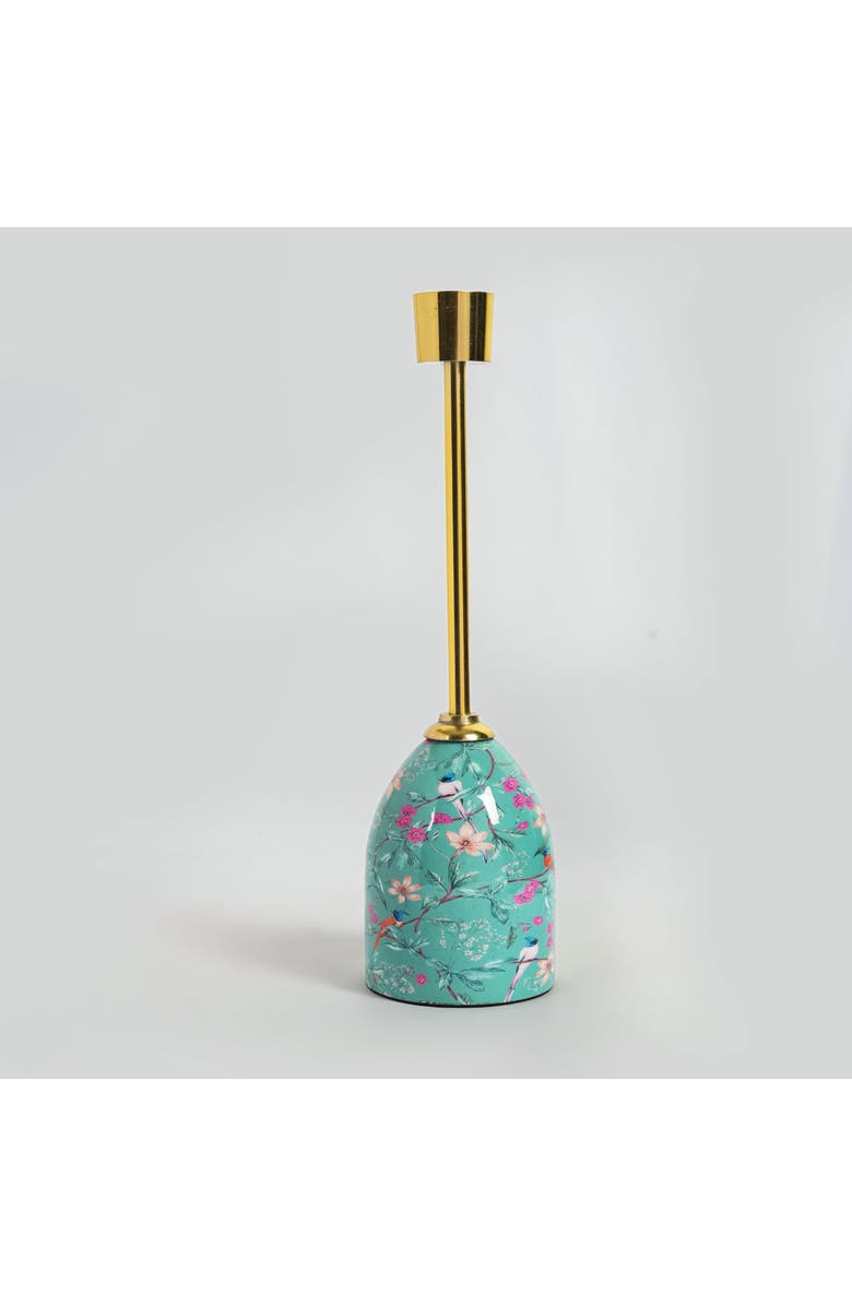 Mela Artisans Aqua Flora Tapered Candleholders, Main, color, Aqua Flora