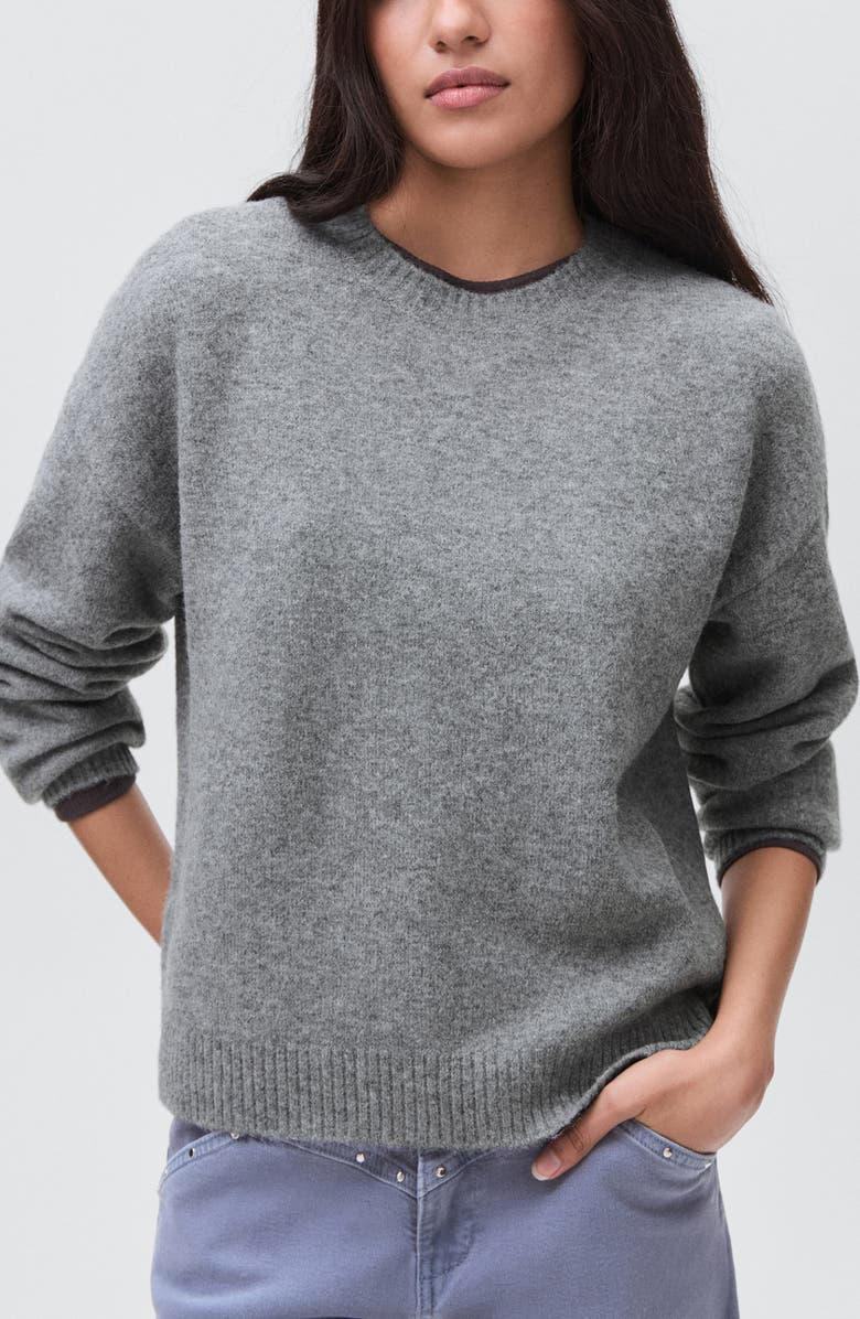 MANGO TEEN Crewneck Sweater, Main, color, Medium Heather Grey