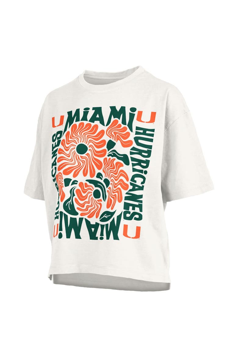 Women's Pressbox  White Miami Hurricanes Elena Oversized Slub T-Shirt, Alternate, color, White