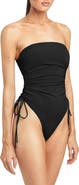 Robin Piccone Aubrey Strapless Cinched One-Piece Swimsuit