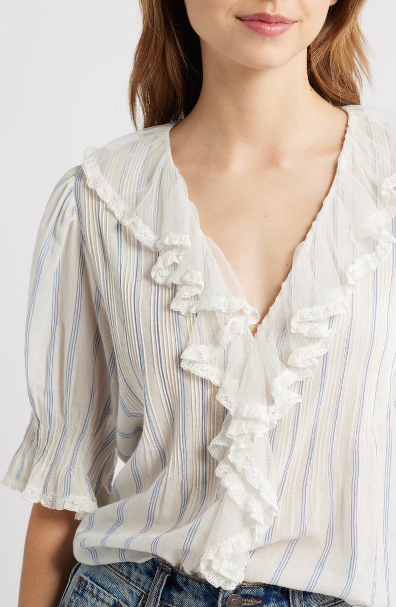DÔEN Henri Stripe Organic Cotton Voile Top, Alternate, color, Saint Aurelie Stripe