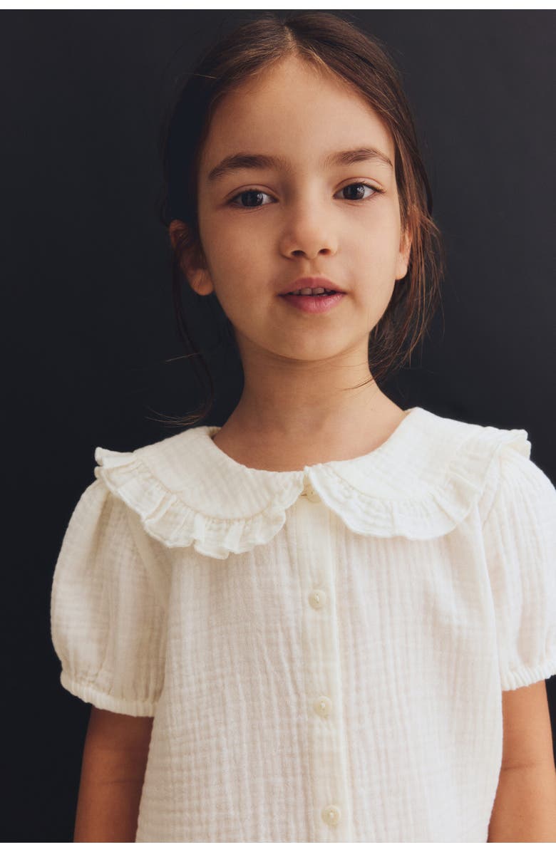 H&M Cotton Muslin Blouse, Alternate, color, Cream