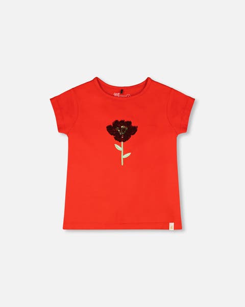 Organic Cotton Jersey Short Sleeve Flower T-Shirt (Toddler, Little Kid & Big Kid)