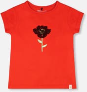Deux par Deux Organic Cotton Jersey Short Sleeve Flower T-Shirt