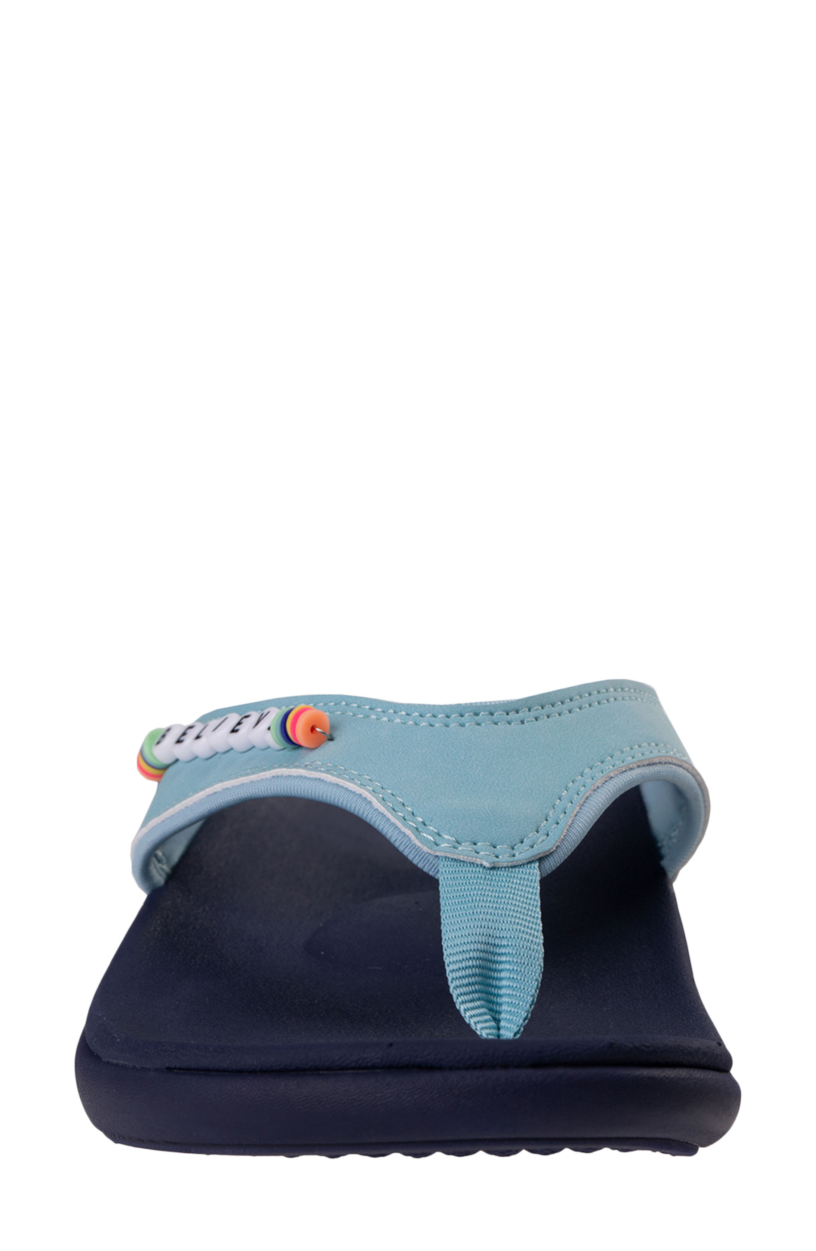 Yumi Friendship Believe Beaded Flip Flop, Alternate, color, BLUE
