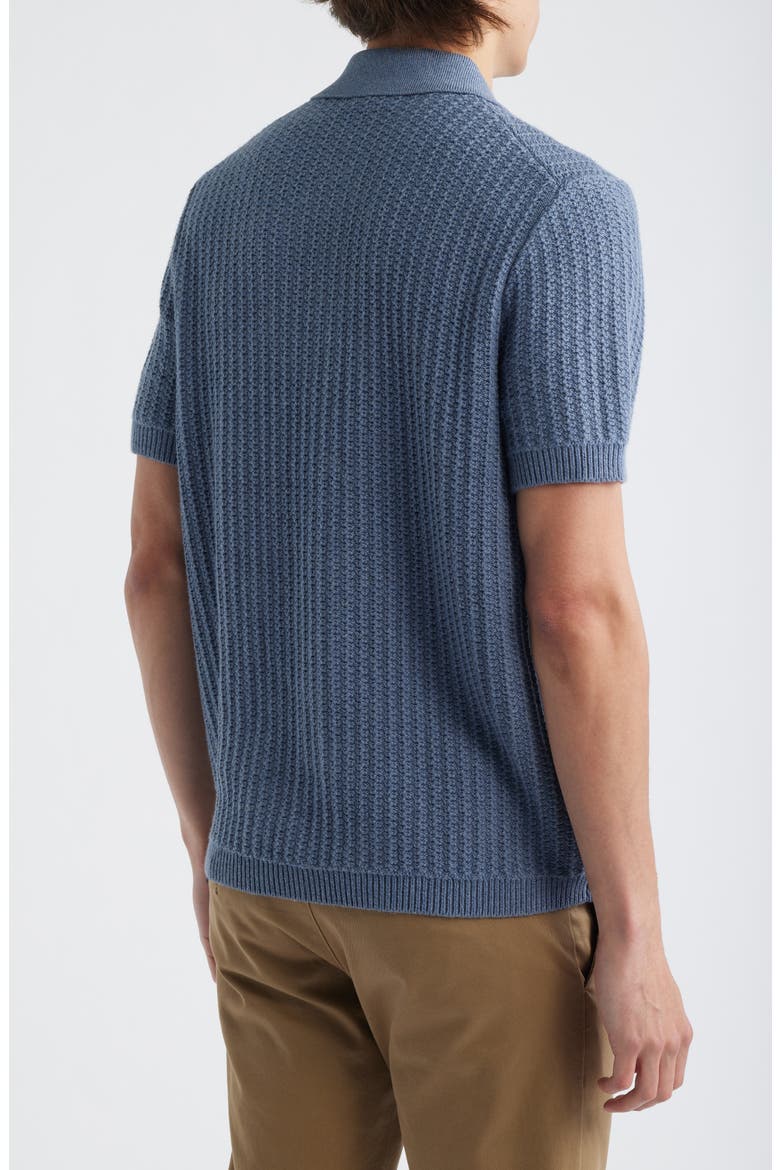 Short Sleeve Cashmere & Cotton Cardigan, Alternate, color, HEATHER VENICE BLUE