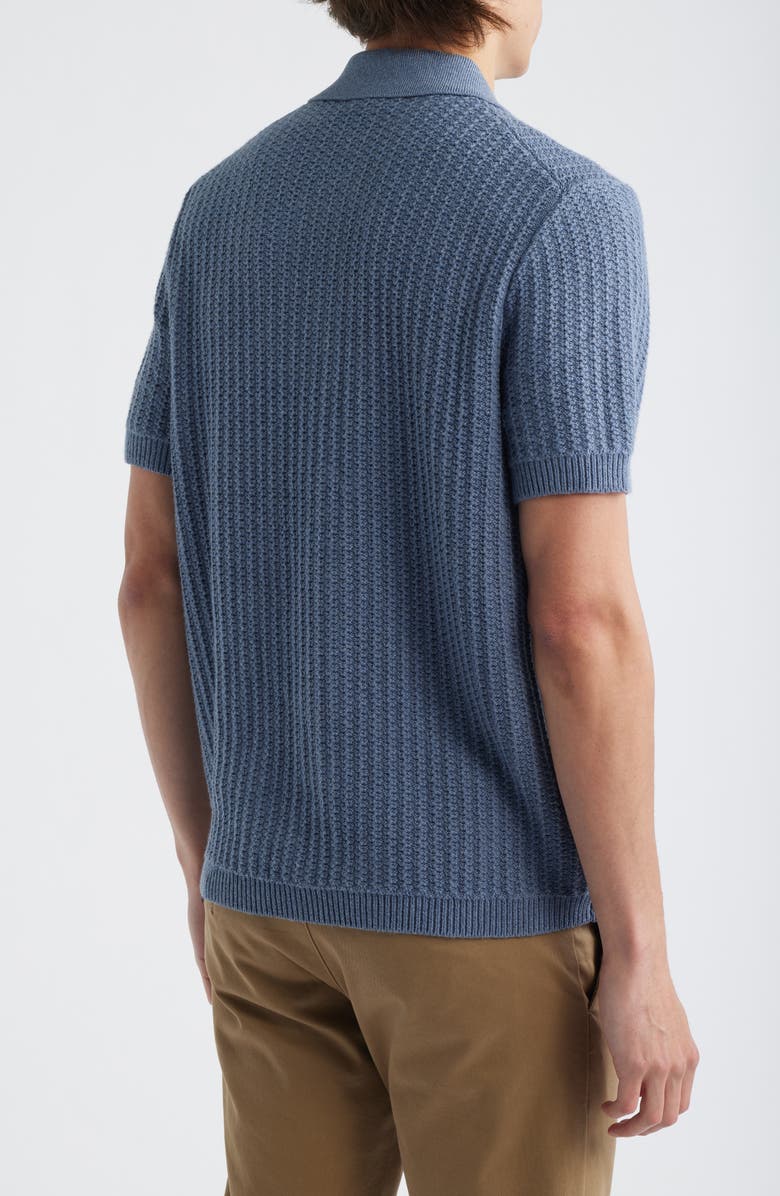 Vince Short Sleeve Cashmere & Cotton Cardigan, Alternate, color, Heather Venice Blue