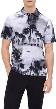 Bugatchi Hendrix Digital Tropical Print Pima Cotton Polo