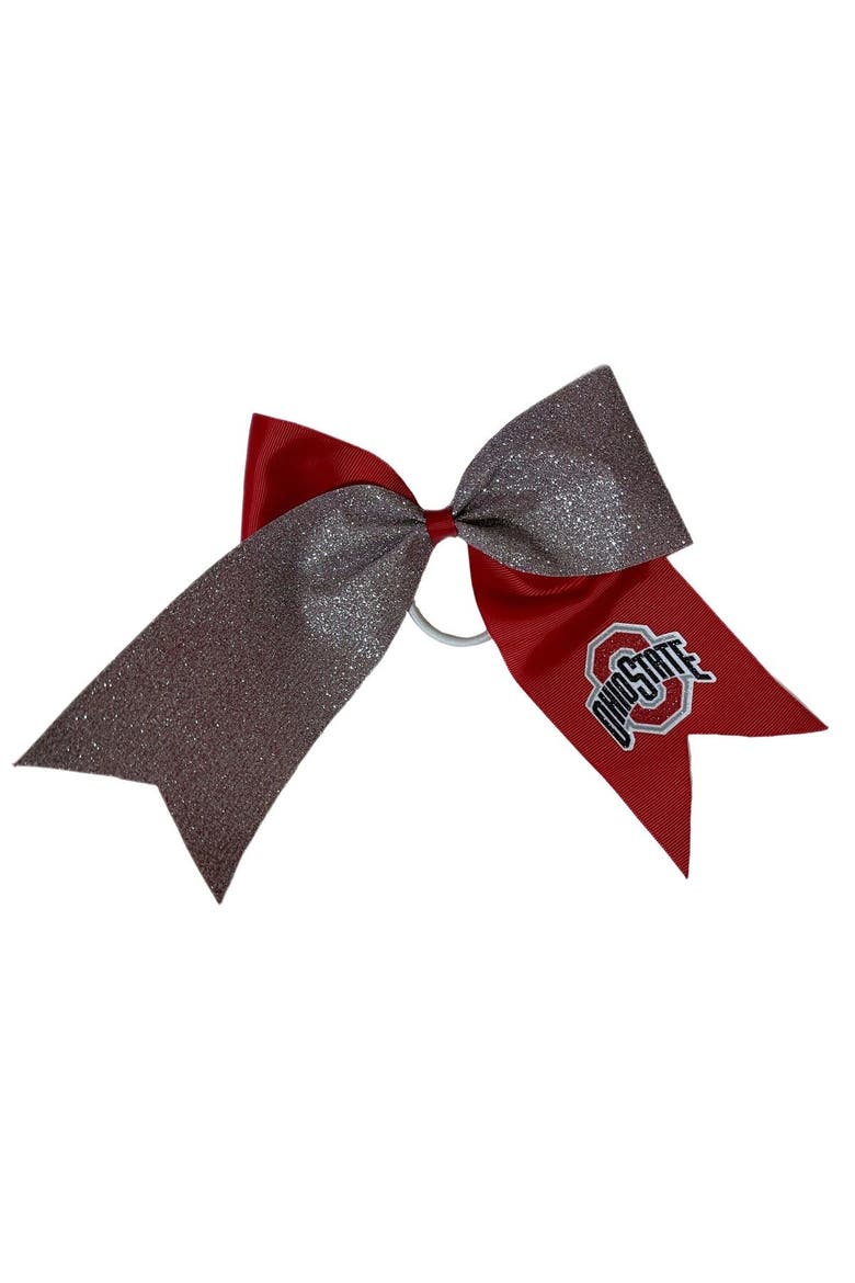 Ohio State Buckeyes Jumbo Glitter Bow with Ponytail Holder, Main, color, Red