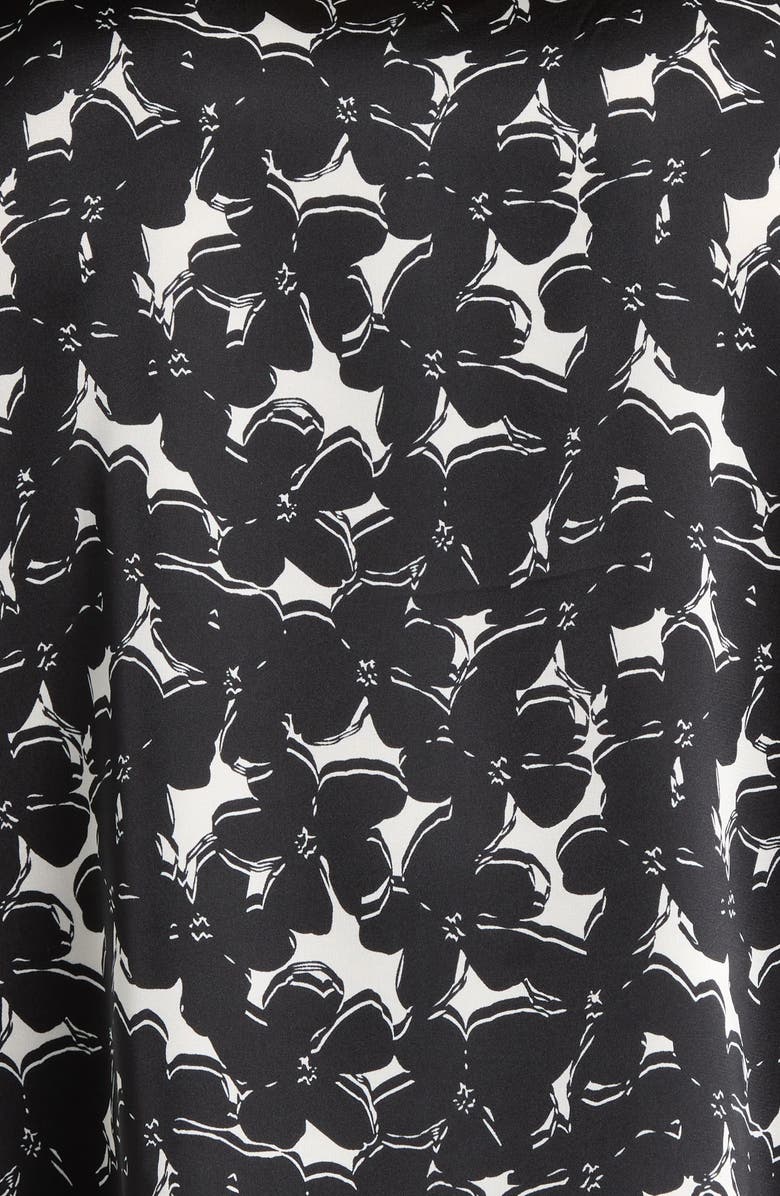 Anne Klein Floral Satin Top, Alternate, color, Anne Black/ White Dove