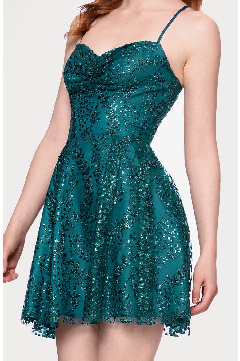 Sequin Minidress, Alternate, color, TEAL