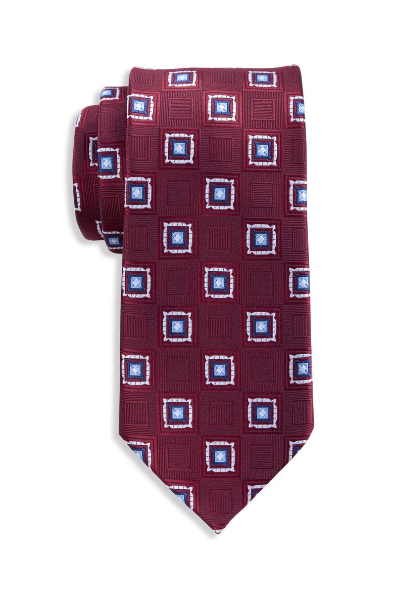 Big & Tall Medallion Tie, Main, color, BURGUNDY