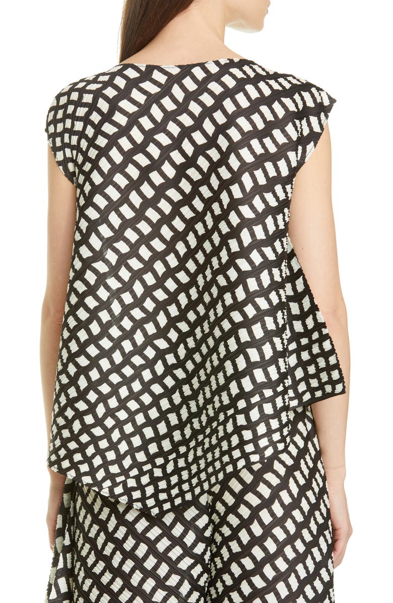 Pleats Please Issey Miyake Step Grid Asymmetrical Top, Alternate, color,