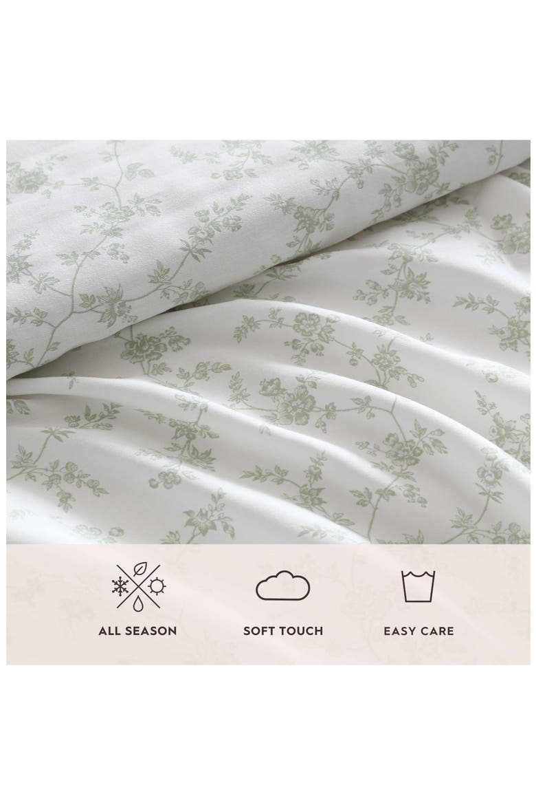Fiona Floral 300 Thread Count Cotton Percale Sheet Set, Alternate, color, PASTEL GREEN