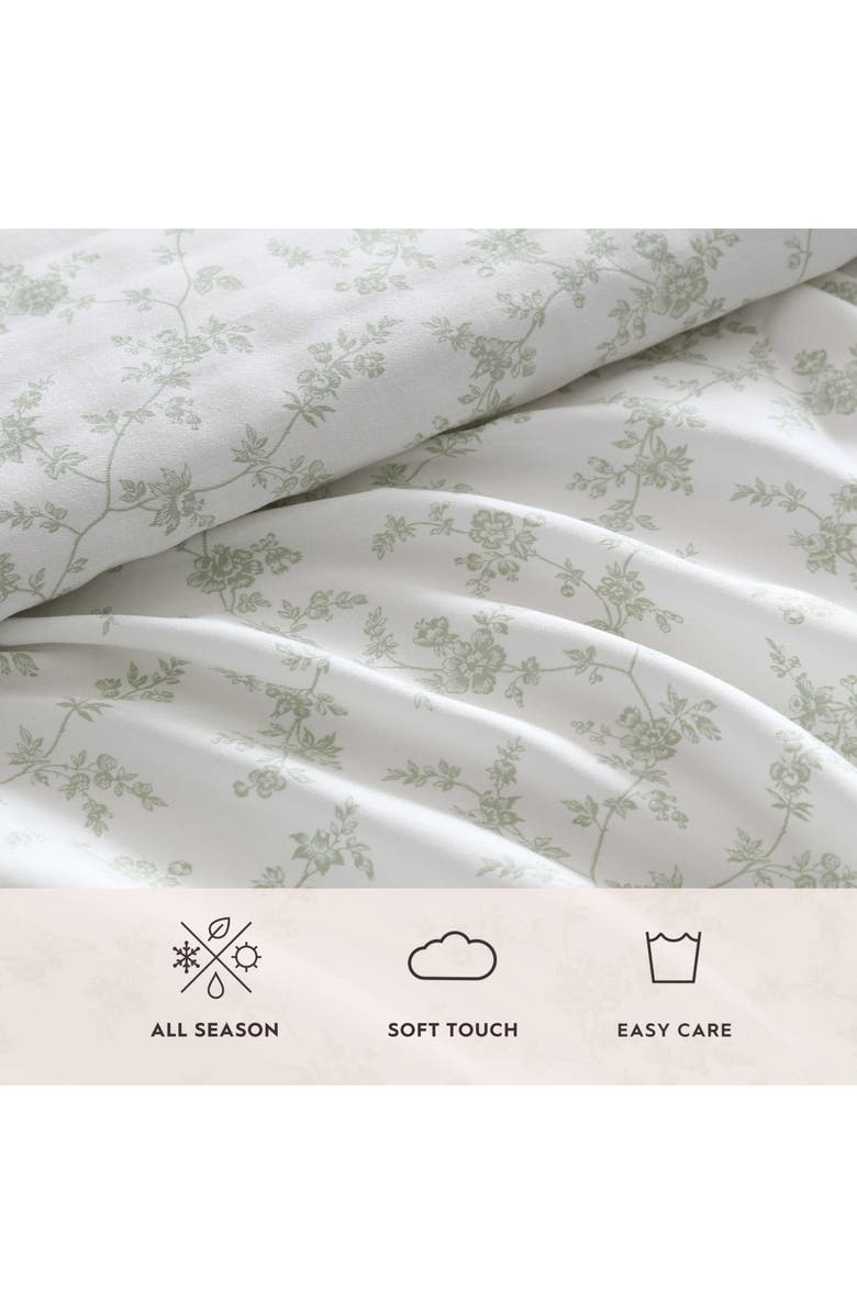 Laura Ashley Fiona Floral 300 Thread Count Cotton Percale Sheet Set, Alternate, color, Pastel Green