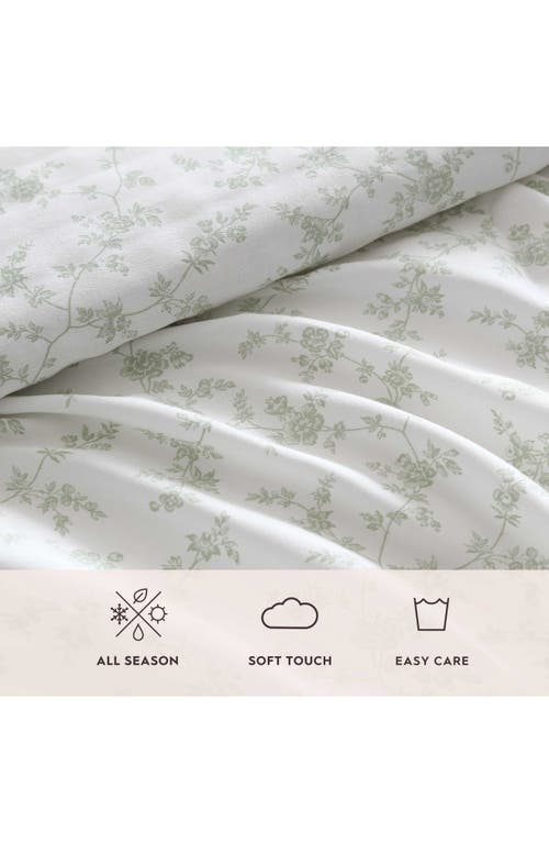 Laura Ashley Fiona Floral 300 Thread Count Cotton Percale Sheet Set In Green