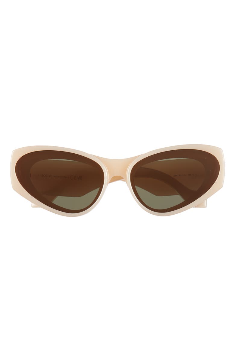 Loewe Signature 52mm Cat Eye Sunglasses, Main, color, Ivory / Green