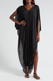 Elan Open Stitch Detail Cover-Up Caftan Dress
